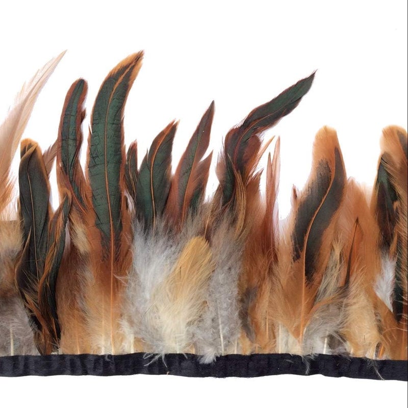 Sowder Rooster Hackle Feather Fringe Trim 5-7" in Width Pack of 5 Yards (Natural) - Image 1